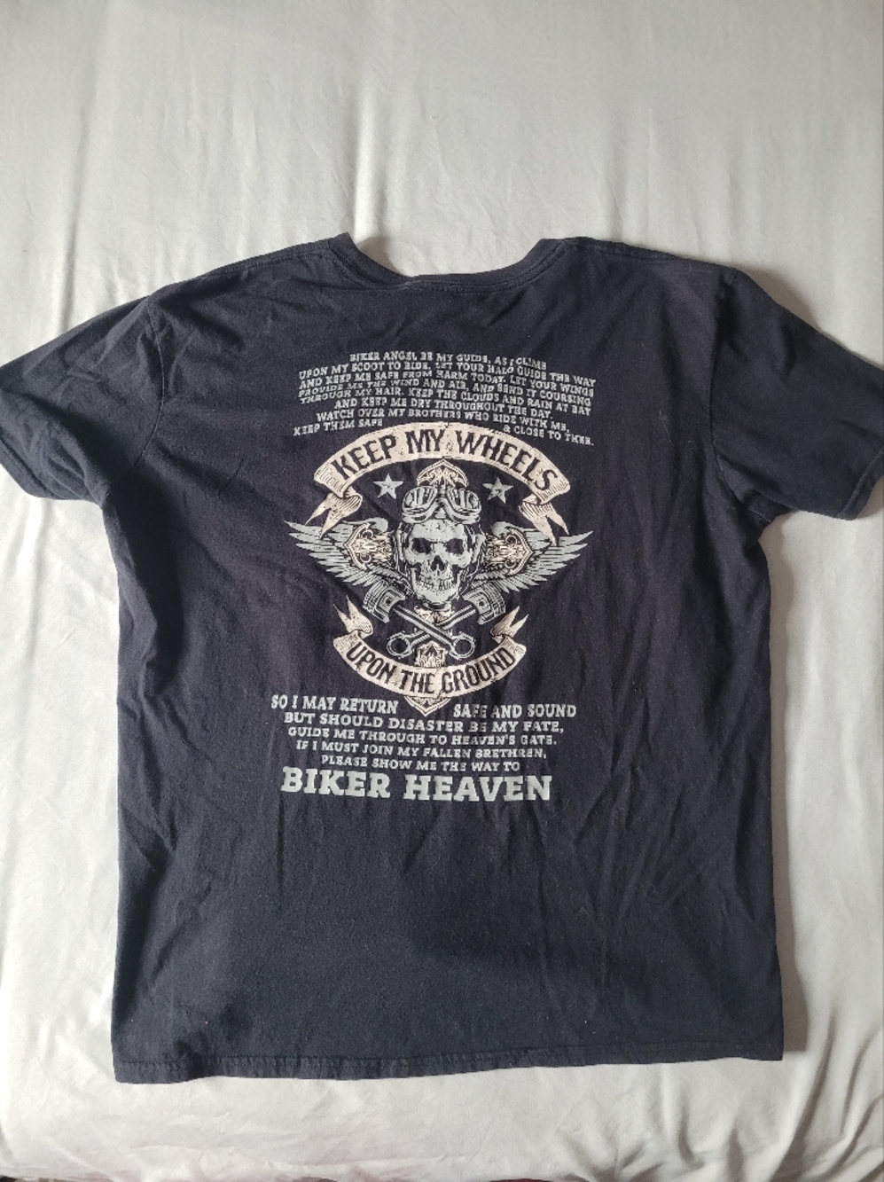 "Keep My Wheels" Biker Prayer Graphic Tee